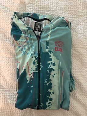 Eliel Women's Teal Splash Print Cycling Jersey (Women’s XXL)